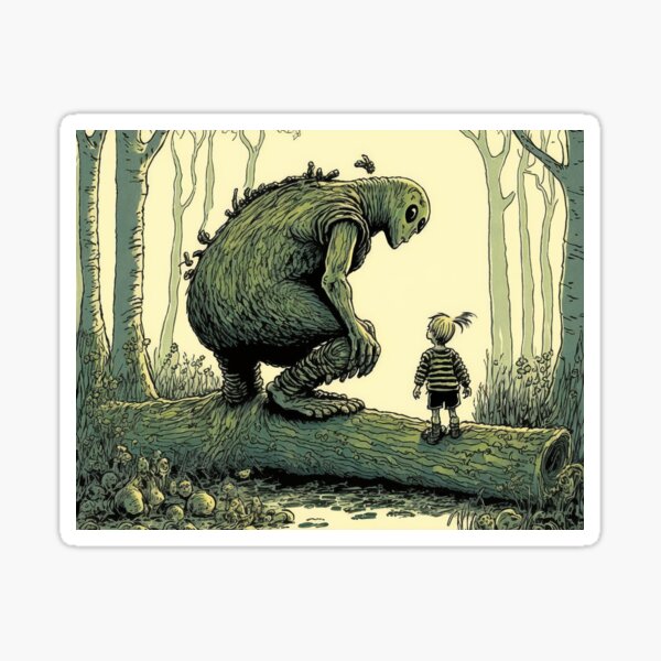 Wood Monster And Boy Sticker