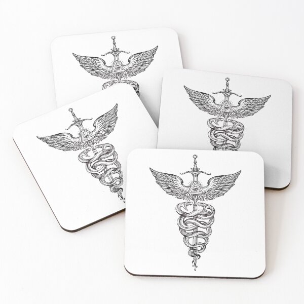 Item preview, Snakes Winding Around a Winged Sword Caduceus Occult Symbol designed and sold by Magnetic Pajama.