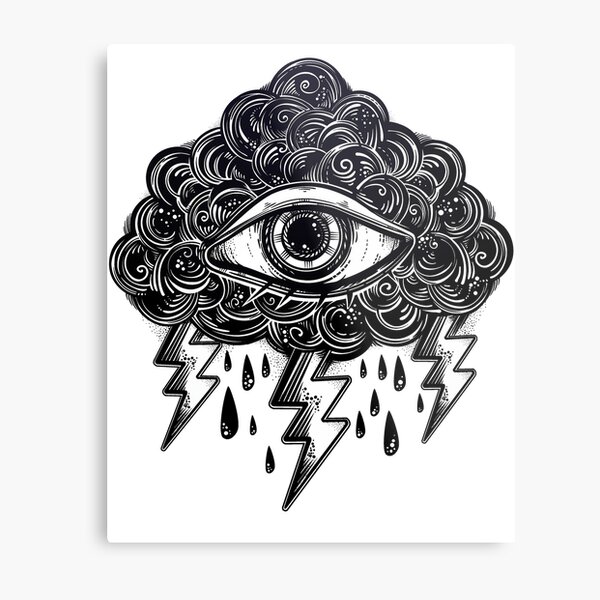 "Vintage "Eye of the Storm" AllSeeing Eye with Cloud and Lightning