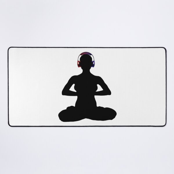 Item preview, Meditating Woman in Red/Blue Headphones designed and sold by RealmsBeyond.