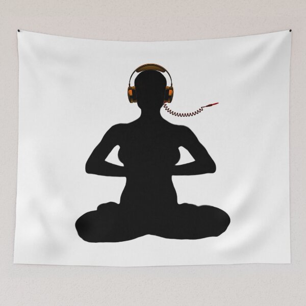Item preview, Meditating Woman in Unplugged Headphones designed and sold by RealmsBeyond.
