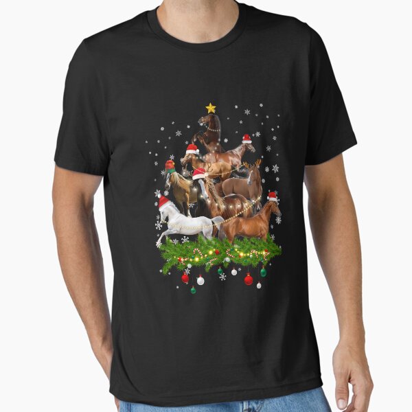 Horse Christmas Tree Lights Funny Horse Xmas Gift T-Shirt
