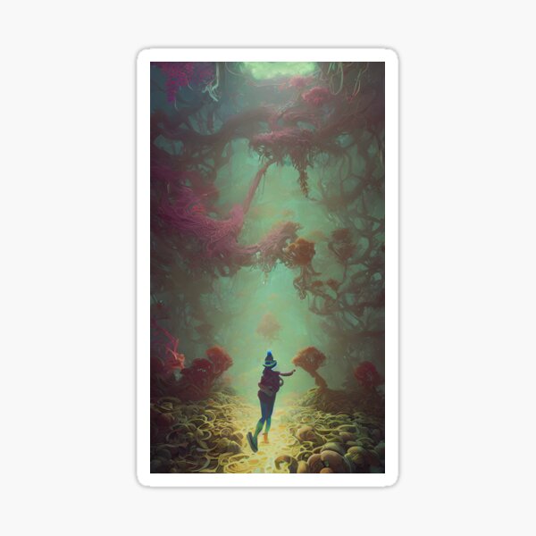 a fruiting mycelium forest Sticker