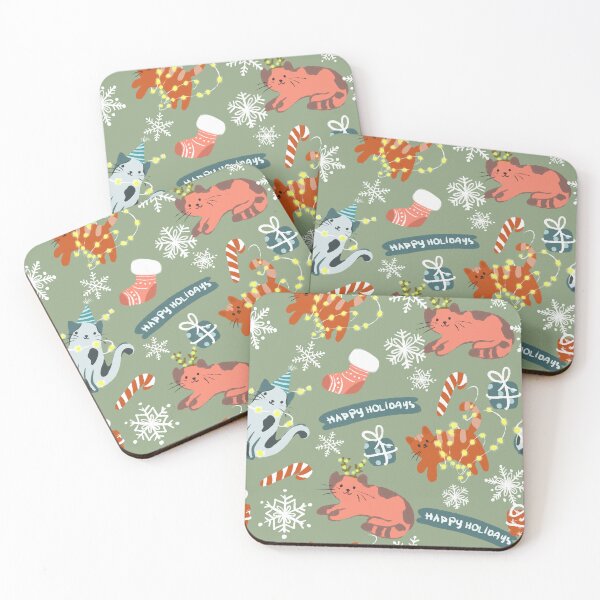 Item preview, Meowy christmas seamless pattern designed and sold by pinkyfish1010.