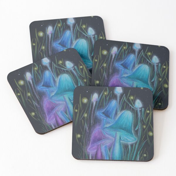 Item preview, Fireflies and Psychadelic Mushrooms Glowing in the Dark designed and sold by Nalinne Jones.