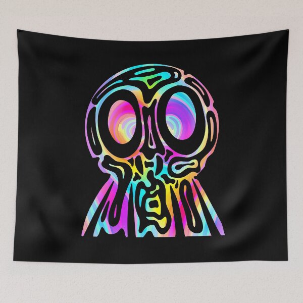 Item preview, Rainbow Tribal Skull - Neon Trippy Skull designed and sold by mikeymadness.