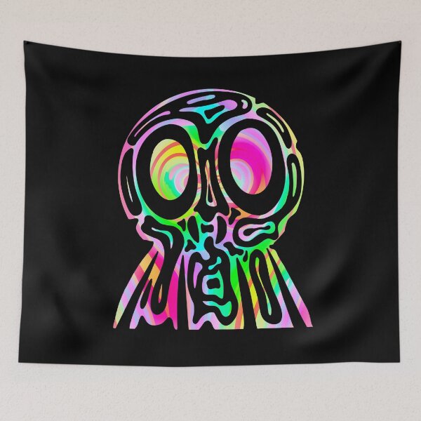 Item preview, Rainbow Tribal Skull - Neon Trippy Skull designed and sold by mikeymadness.