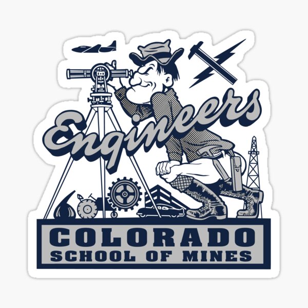 Vista previa del artículo con la obra «Vintage Colorado Escuela de Minas Ingeniería Eléctrica Mecánica Química Camiseta», diseñado y vendido por Osprey Tees.
