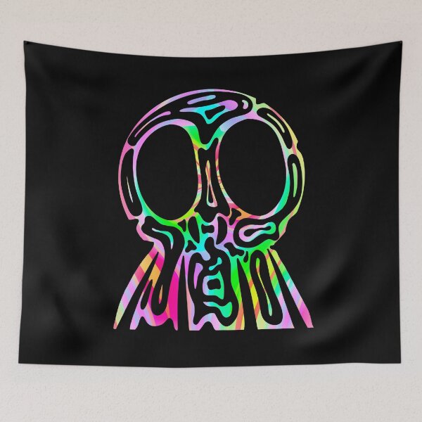 Item preview, Rainbow Tribal Skull - Neon Trippy Skull designed and sold by mikeymadness.