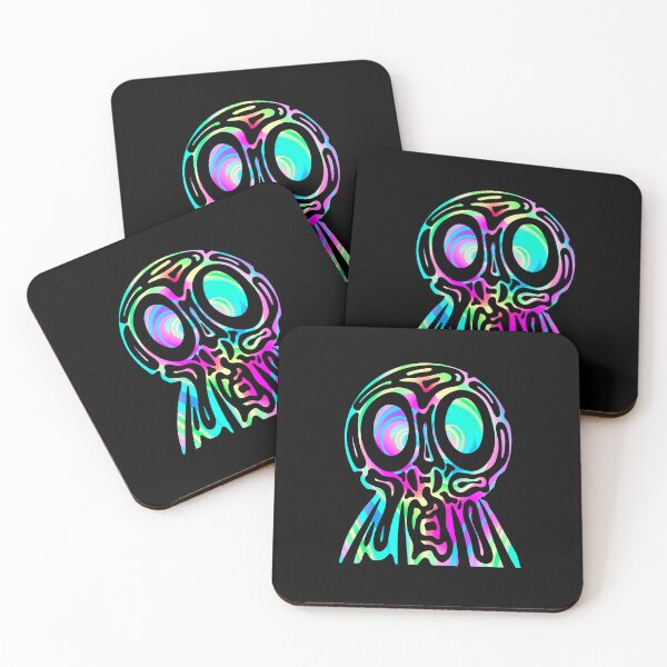 Item preview, Rainbow Tribal Skull - Neon Trippy Skull designed and sold by mikeymadness.