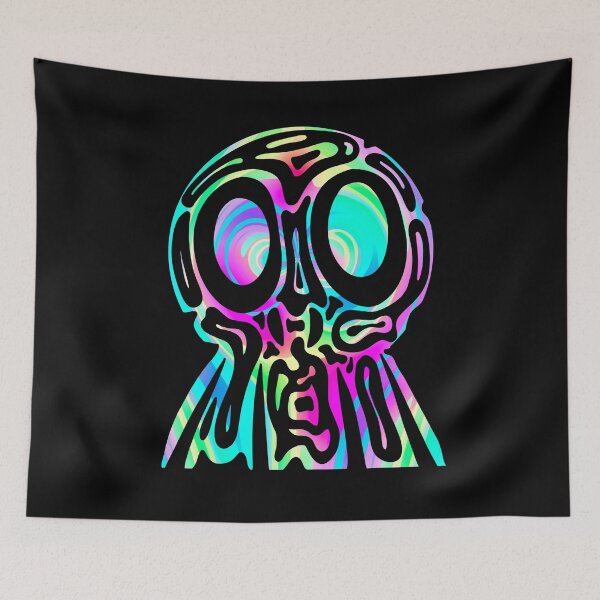 Item preview, Rainbow Tribal Skull - Neon Trippy Skull designed and sold by mikeymadness.