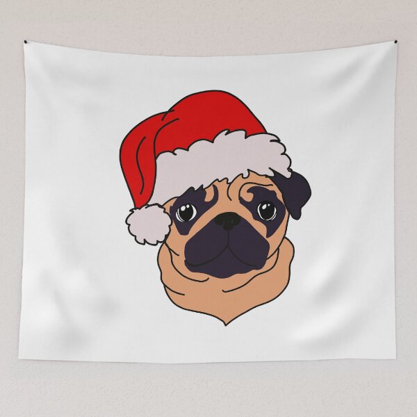 Item preview, Pug in Christmas hat  designed and sold by DolphinsDoodle.