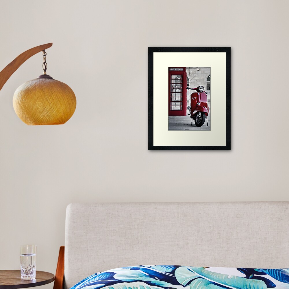 Red Vespa Scooter Framed Art Print