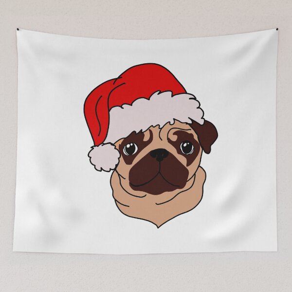 Item preview, Pug in Christmas hat  designed and sold by DolphinsDoodle.