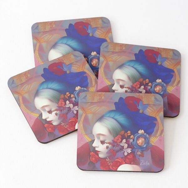 Item preview, Art Deco Lucid Dreaming Surreal Hippie Girl Beautiful Roses designed and sold by ZiolaRosa.