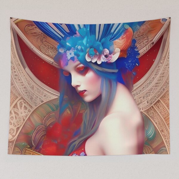 Item preview, Enchanting Floral Dreamy Art Deco Cute Girl designed and sold by ZiolaRosa.