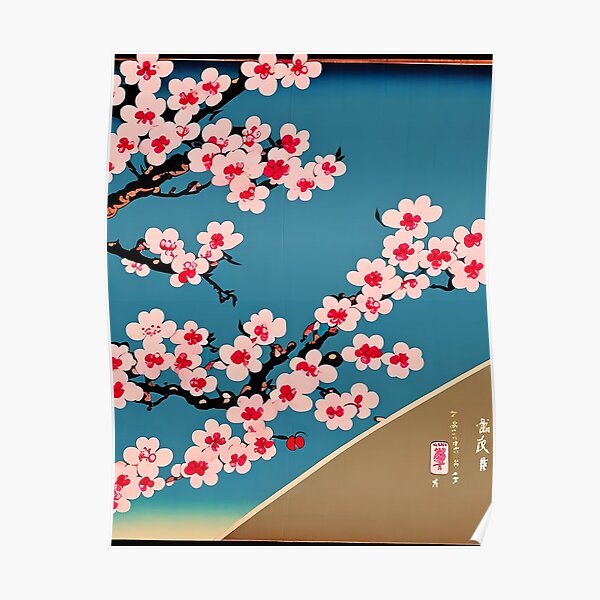 "Cherry blossom Japanese style painting vintage ukiyoe" Poster for