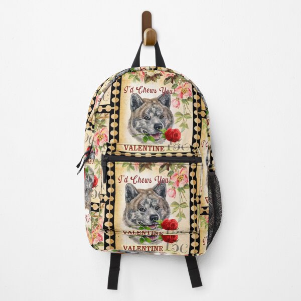 Item preview, Akita Inu Tiger Vintage Valentine Funny Dog With Rose designed and sold by Cuddlythopia.