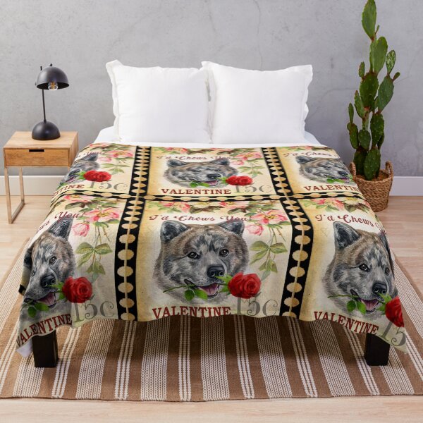 Item preview, Akita Inu Tiger Vintage Valentine Funny Dog With Rose designed and sold by Cuddlythopia.