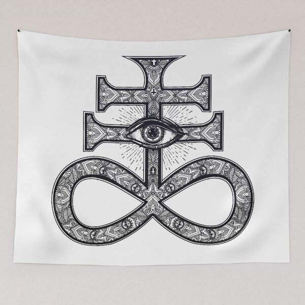Item preview, Paisley Satanic Cross with All-Seeing Eye designed and sold by Magnetic Pajama.