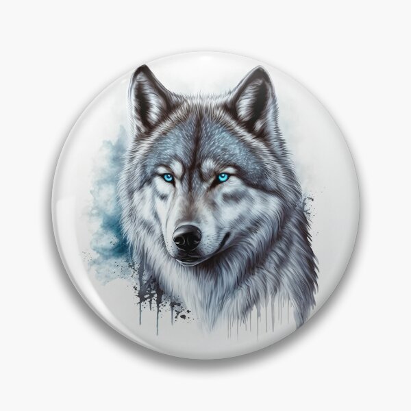 Item preview, Blue Eyed Wolf painting with splatter paint and abstract background designed and sold by photo4u2.