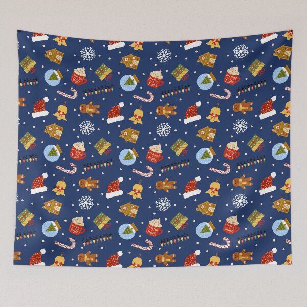 Item preview, Christmas Elements on Midnight Blue designed and sold by draftsxdoodles.
