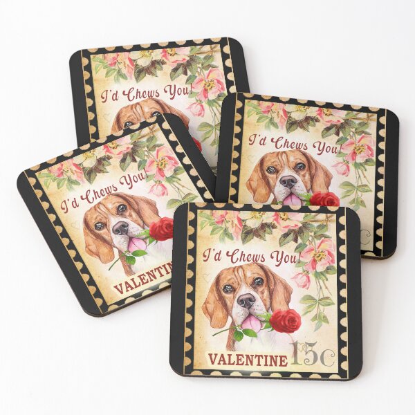 Item preview, Beagle Vintage Valentine Funny Dog With Rose designed and sold by Cuddlythopia.