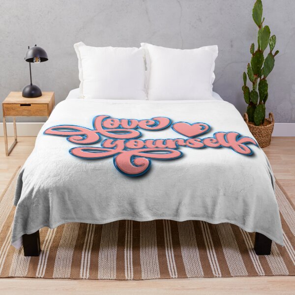 Item preview, Love Yourself Positive Self Affirmation Quote Blue Rimmed Pink 3D Script Typography designed and sold by Cawaiico.