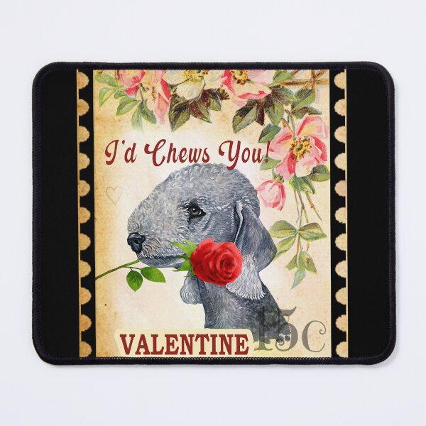 Item preview, Bedlington Terrier Vintage Valentine Funny Dog With Rose designed and sold by Cuddlythopia.