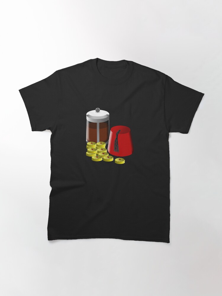 Thumbnail 3 of 7, Classic T-Shirt, I'm going to need... a pot of coffee, 12 jammie dodgers, and a fez designed and sold by brianftang.