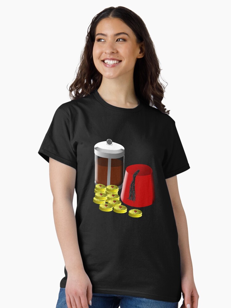 Thumbnail 2 of 7, Classic T-Shirt, I'm going to need... a pot of coffee, 12 jammie dodgers, and a fez designed and sold by brianftang.
