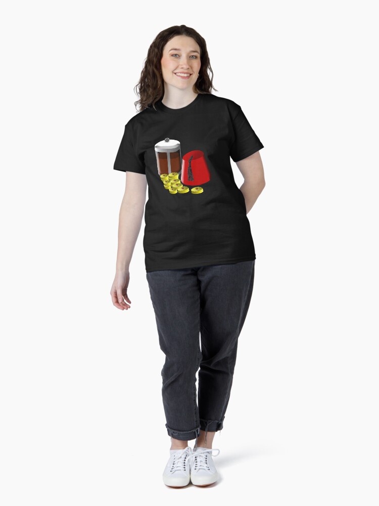Thumbnail 4 of 7, Classic T-Shirt, I'm going to need... a pot of coffee, 12 jammie dodgers, and a fez designed and sold by brianftang.