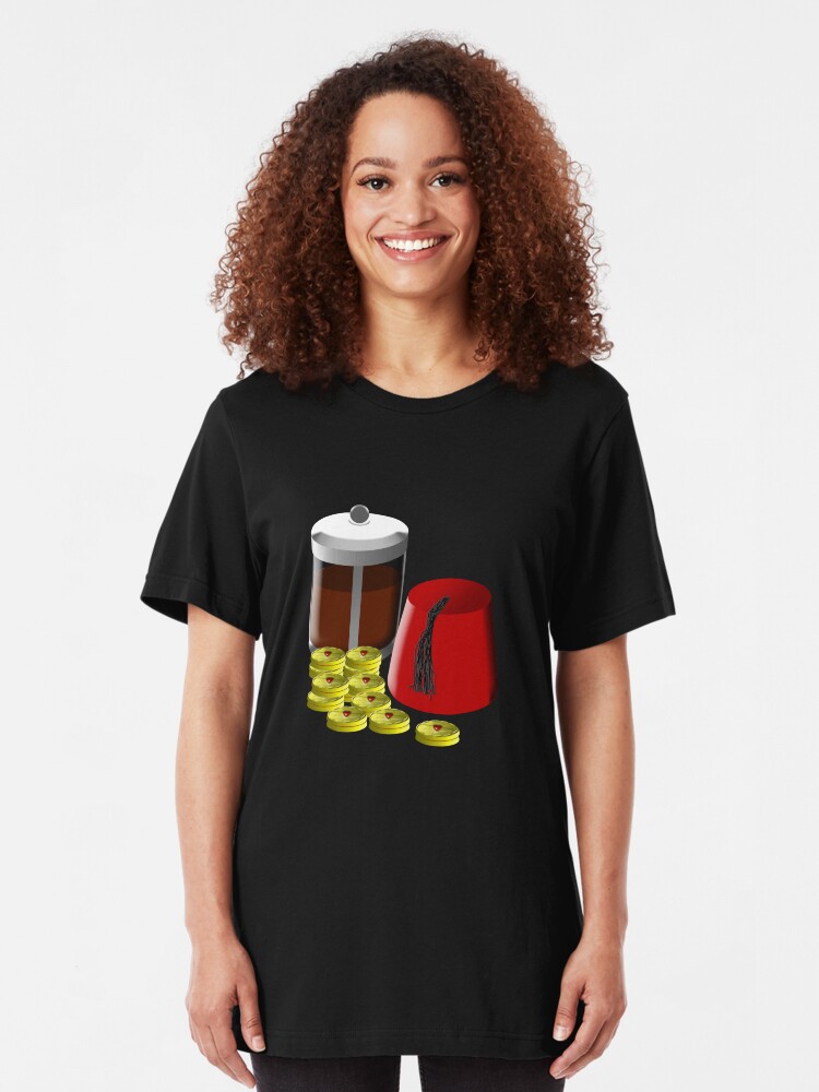 Alternate view of I'm going to need... a pot of coffee, 12 jammie dodgers, and a fez Slim Fit T-Shirt