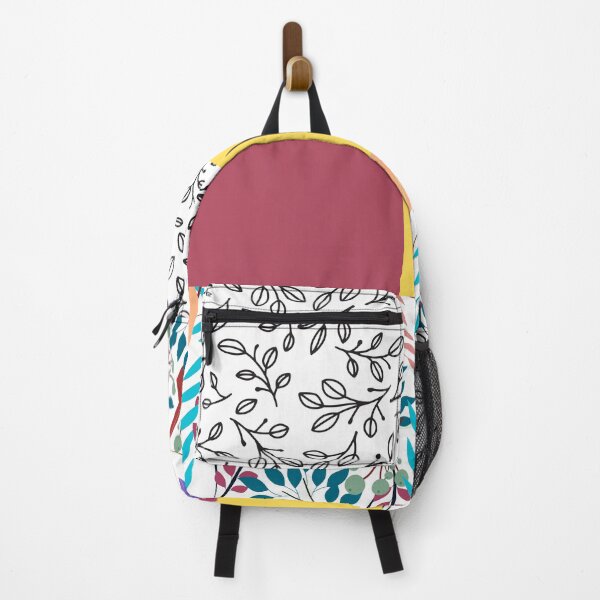 Item preview, Floral Fall Backpack School Puffinka Burgundy Yellow designed and sold by puffinka.