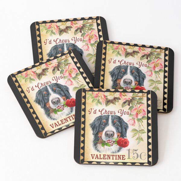 Item preview, Bernese Mountain Dog Vintage Valentine Funny Dog With Rose designed and sold by Cuddlythopia.