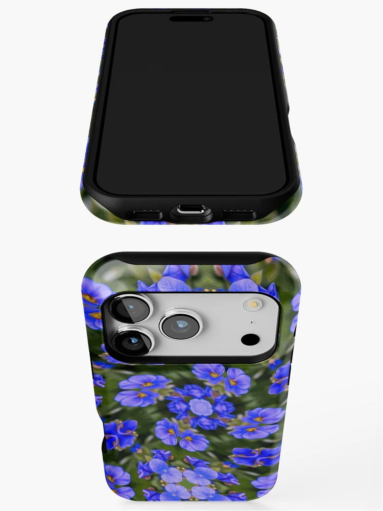 Thumbnail 3 of 4, iPhone Case, Blue Veronica Pattern designed and sold by Patternflower.
