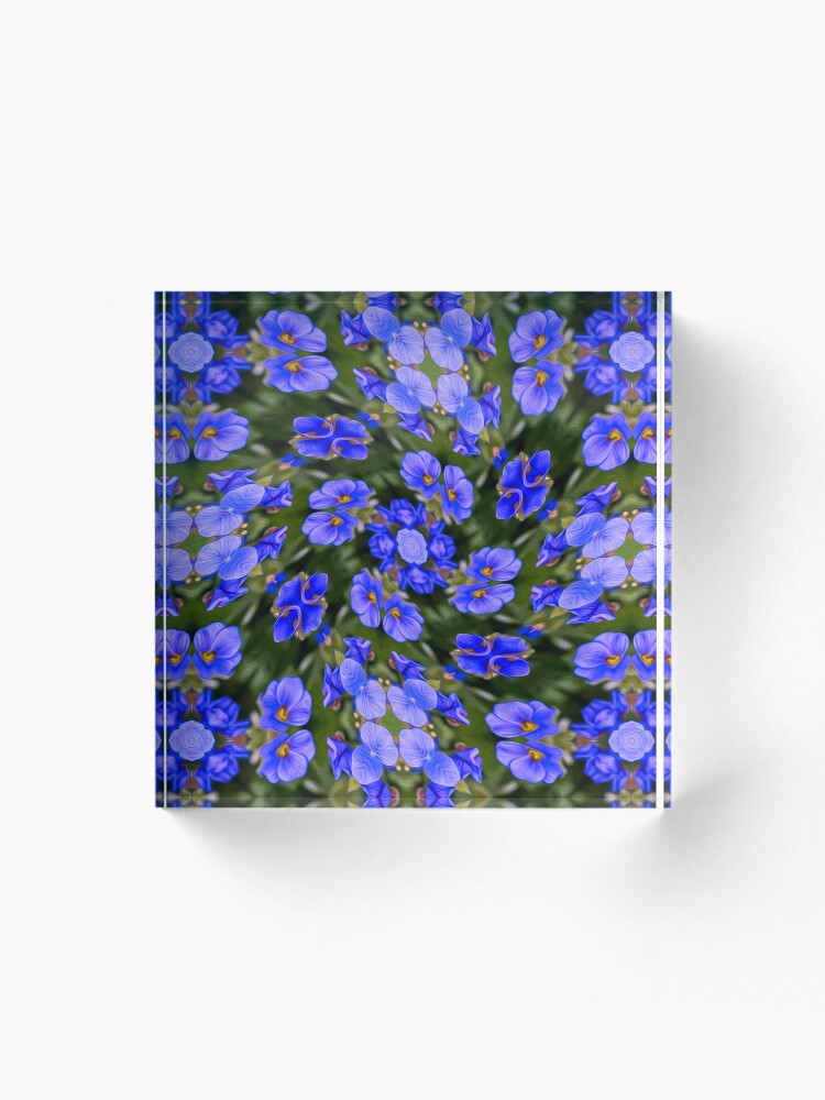 Thumbnail 1 of 5, Acrylic Block, Blue Veronica Pattern designed and sold by Patternflower.