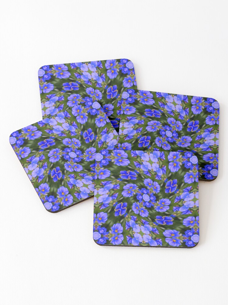 Thumbnail 1 of 5, Coasters (Set of 4), Blue Veronica Pattern designed and sold by Patternflower.