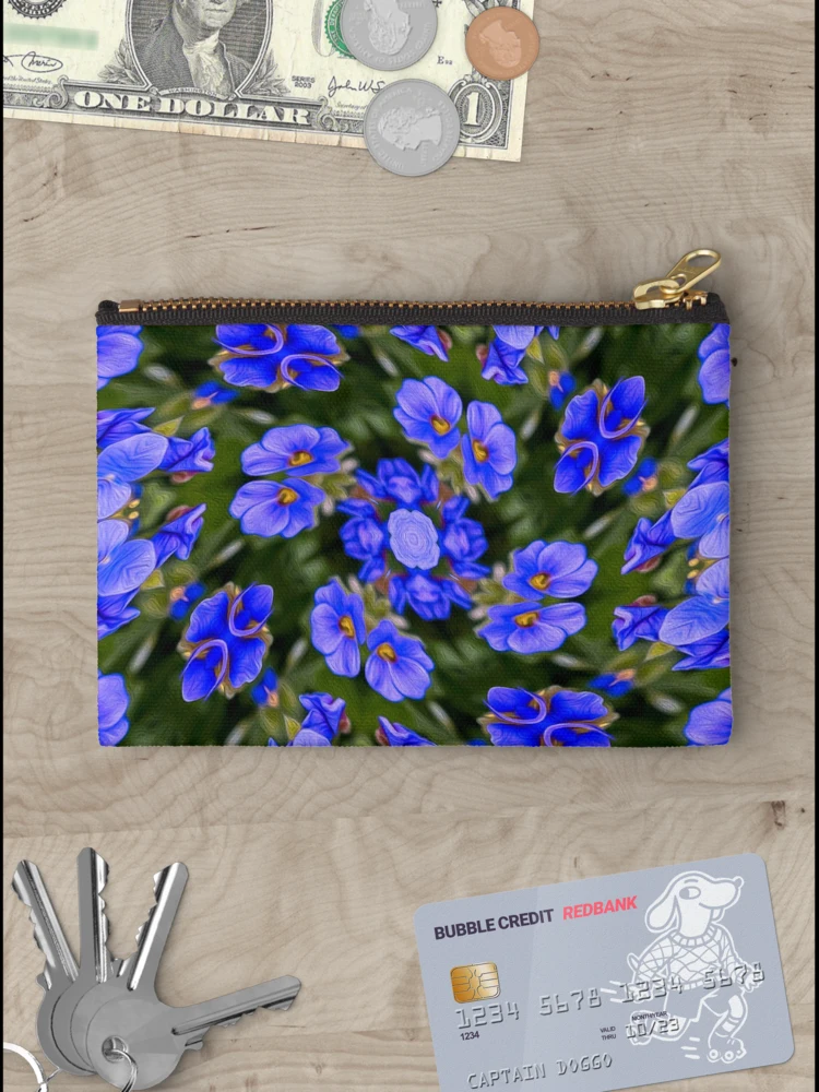 Thumbnail 3 of 4, Zipper Pouch, Blue Veronica Pattern designed and sold by Patternflower.