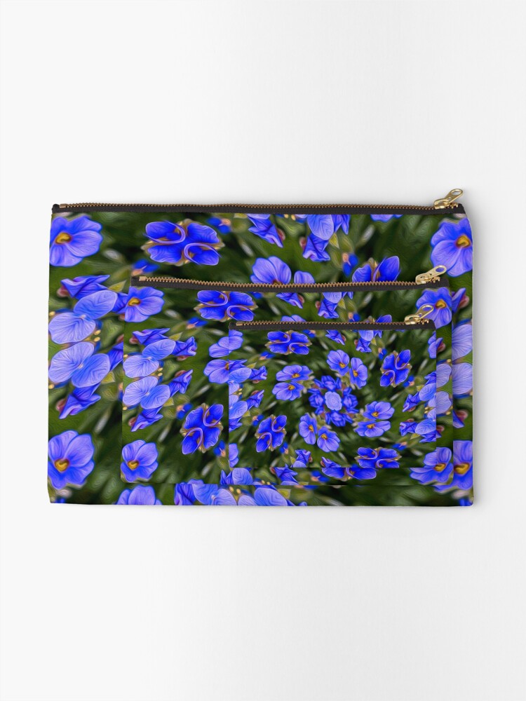 Thumbnail 2 of 4, Zipper Pouch, Blue Veronica Pattern designed and sold by Patternflower.