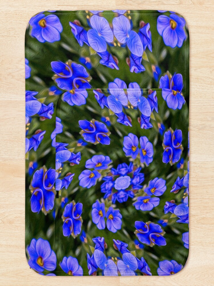 Thumbnail 5 of 6, Bath Mat, Blue Veronica Pattern designed and sold by Patternflower.