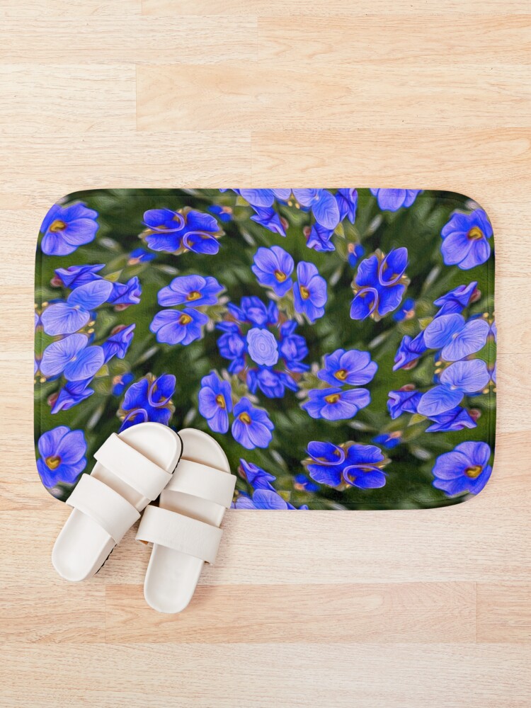 Thumbnail 1 of 6, Bath Mat, Blue Veronica Pattern designed and sold by Patternflower.