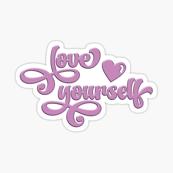 "Love Yourself Positive Self Affirmation Quote Pastel Purple Emboss