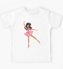 Black Ballerina in Pink Tutu Kids Tee