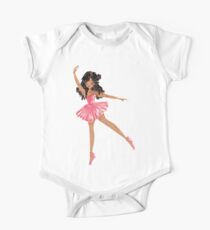 Body de manga corta para bebé Bailarina negra en tutú rosa
