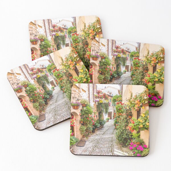 Item preview, Flowers in ancient street located in Spello village. Umbria Region, Italy. designed and sold by Paolo Modena Photography    -   Fine Italian Art.
