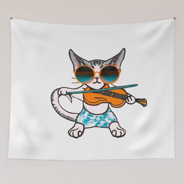 Item preview, Cool Cat Playing Violin – Funky Sunglasses Music Cat Art designed and sold by Vividality.