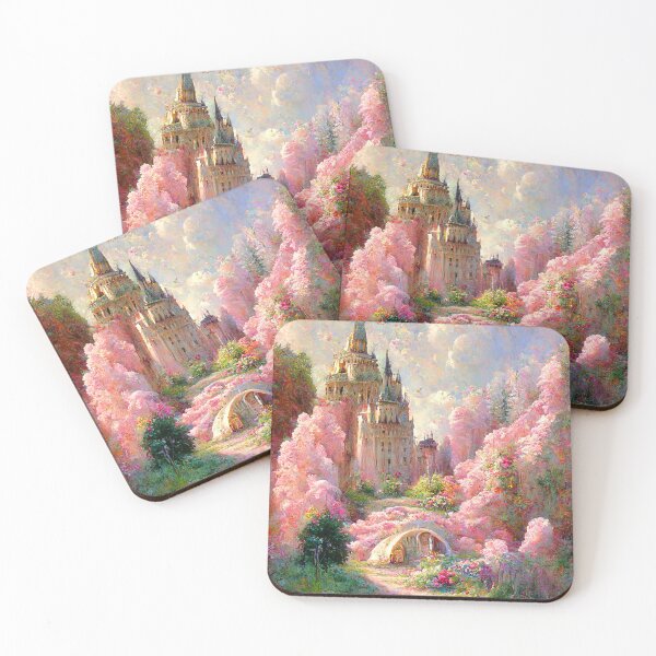 Artikelvorschau, Pastel Castle Fairytale Lover Girl Room Decor Pastel Rainbow Waterfall Abstract Art Print entworfen und verkauft von PrincessArtwork.