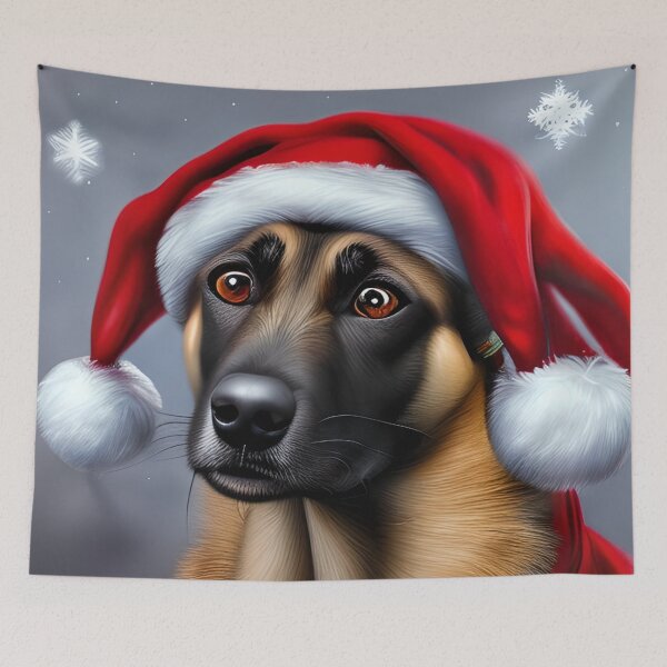 Item preview, Christmas Belgian Malinois Wearing A Santa Hat designed and sold by ZenEverAI.