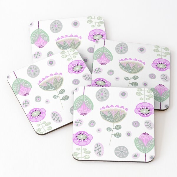 Item preview, Pink Protea and Poppies Nordic Folk Style designed and sold by Cherie Roe Dirksen.